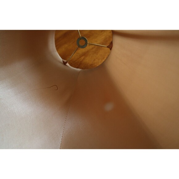 Vintage Tan Silky Fabric Lampshade 8.5" Tall Round Bell Shape 6 Panels - Picture 9 of 16